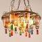 Retro Chandelier Cafe Colored Glass Wine Bottle Pendent