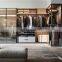 Aluminum glass sliding door wardrobe bedroom cabinet led lights wardrobe