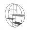 hot sale hanging round decorative four tier metal wall shelf rack for living room