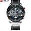 CURREN 8346 Men Black Leather Strap Analog Quartz Watches Chronograph Calendar Luminous Mens Wrist Watch