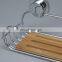 Bathroom Storage Shelf Shower Caddy with Suction Cup Steel Wooden Shelves Corner Wall Mounted Rack