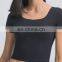 Wholesale New Nude Feeling Short Sleeve Workout Running Sports T Shirt With Built In Bra Gym Yoga Women Crop Top