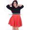 F20347A Hot sale plus size western dresses three quarter sleeve black red contrast color expansion skirt fat women dresses