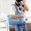 2016 alibaba express china fashion light blue lady handbag canvas shopping bag portable tote bag for women taobao