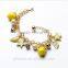 Summer Fresh Lemon Fluorescent Yellow Pentacle Star Simulated-pearl Bracelets