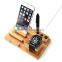Keno Bamboo Dual Charging Stand Cradle with Pen Holder for Apple Watch, for iPhone for iPad