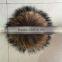 RFB003A 15cm Natural big raccoon fur pom poms New genuine full ball with buckle for hat ,keychain and bags