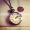 Old English Grandfather style Simple Round Antique Bronze Round Pocket Watch Necklace Pendant