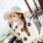 Women character brimmed straw hat with bowknot summer beach cap
