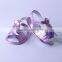 Matellic purple PU flower and bow infant sandal baby shoe