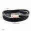 2016 Hot Selling Product Black Gemstone Charm Leather Woven Bracelet