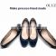 OLZP2 Black Blue Patent leather flat heel hand made shoes for girls