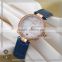Blue Genuine Leather Gold 32mm Rose Design Lady Automatical Mechanical Watch