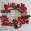 New design red glitter handemade candle ring with polyfoam sugar berries real dry pinecone table decorations