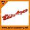 Custom 3d waterproof adhesive brand turbo car logo stickers