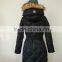 Women Faux Fur Trim Hood Puffy Quilted Waterproof Long Down Coat