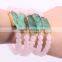 Gold Plated Australia Jade Connector Druzy Bracelet, Rose Quartz Stone Beaded Bracelets