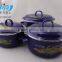 16-20CM 3 Pcs Casserole Straight Shape W/Metal Cover Dark Color Decor