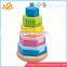 Wholesale high quality wooden cake shape stacking tower lovely baby wooden cake stacking tower toy W13D043