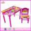 2017 New design home / school / pink wooden girls table and chairs W08G197