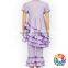 Solid Lavender Baby Girls Outfits With 4 Layers Ruffle On The Skirt short Sleeve Ruffle Pants Set Boutique Girl Clothes Sets