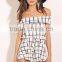 latest design Australia playsuit for women summer romper printed knit waist-tie playsuit