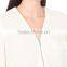 Wholesale Women Front-Exposed Zip V-neck Long Sleeves Textured Stepped Hem Crepe Blouse(DQE0151T)
