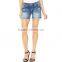 Knee-Length Denim Shorts, Blow Out Wash