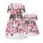 2017 Wholesale rose printed family mother and daughter fitted dress