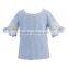 Boutique Child Lace Ruffle T-shirt Fall Little Girls Ruffle Clothes Baby Girl Seersucker Shirt