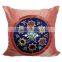 Peach Decorative Pillow With Applique & Mirror Embroidery, Accent Pillows, Couch Sofa Toss