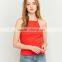 2017 women's best black ribbed sleeveless halter T-back high neck cami tops