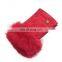 Women's Genuine Suede Leather Fingerless Gloves With Rabbit Fur Trim