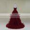 Burgundy plus size women evening dress guangzhou