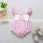 Wholesale light color stripe pattern romper with big bow Soft Baby Girl Romper