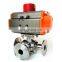 3 Way  SS316 L/T Type Pneumatic Actuator Sanitary  Water Gas Ball Valve