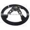 330mm Suede Deep Corn Steering Wheel with horn button +White Stitching