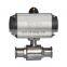 ANSI  AC220V DN50 Stainless Steel 304 Clamp 3 way Pneumatic Actuated Food Grade Ball Valve