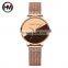 HANNAH MARTIN HM-133 Rose Gold Fashion Woman Watch Slim Dial Stainless Steel Mesh Strap Ladies Watch