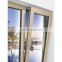 Sound proof aluminum casement window double glazed glass aluminum frame wooden grain  blade inside