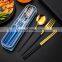 Amazon Hot Sale Japanese and Korean Stainless Steel Portable Tableware Set Student Fork Spoon Chopsticks Set