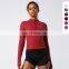 Hot Sale Fashion Tight Elastic Half Zip Yoga Tee Long Sleeves T-shirt Women Gym Fitness Sportswear Top