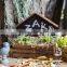 zakka decoration wooden hanging flower pots with black board