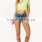 Fancy Ladies Tops Latest Design 2015 Wholesale Neon Lemon Lace Crop Tops for Women