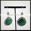 LFD-054E Wholesale Pave Rhinestone Crystal Green Agate Earring, Dangle Earrings Jewelry Finding