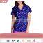 Wholesale OEM Hotsale Fashion Women's Side Panel V-Neck Heart Print Scrub Top/Hospital uniformTop