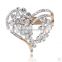 DUAL PURPOSE HEART SHAPED GOLD CRYSTAL BROOCH AND SCARVES BUCKLE