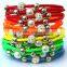 Lady PU Leather Cuff Wrap Wristband Magnetic Buckle Bracelet With Sliding Beads