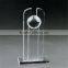 high quality crystal glass plaque/block, clear blank crystal blocks/cubes with ball on top for trophy