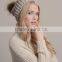 Textured Beanie With Pom Pom Knit Beanie